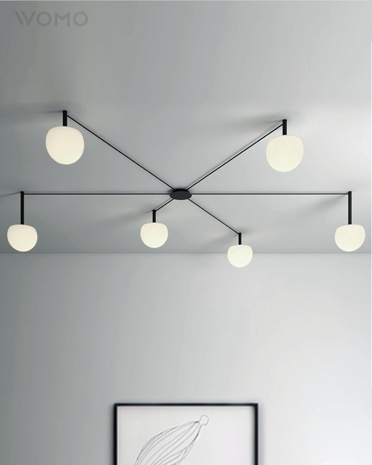 Frosted Glass Globe Ceiling Light for Living Room | Modern Decorative Chandelier Lamp