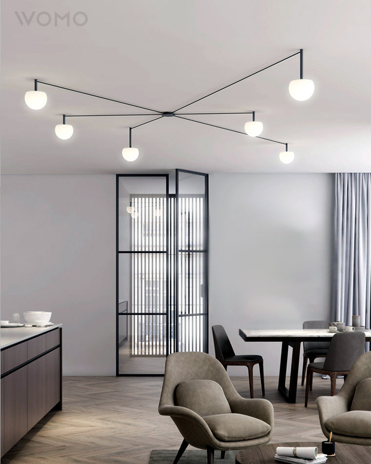 Frosted Glass Globe Ceiling Light for Living Room | Modern Decorative Chandelier Lamp