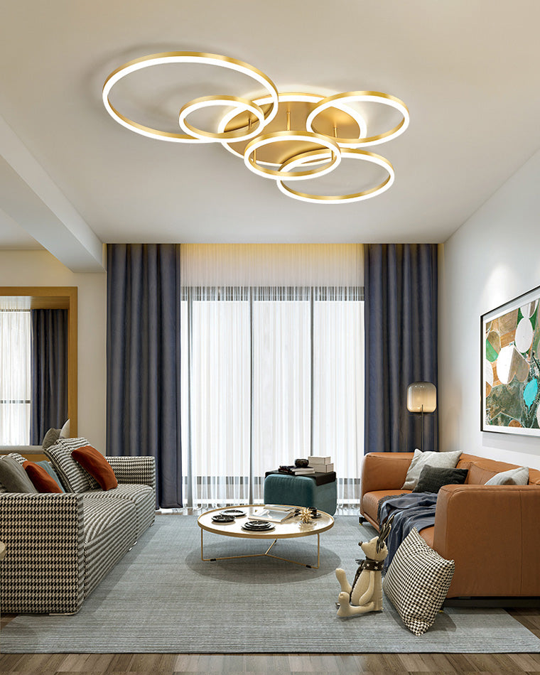 Modern Circular LED Flush Mount Ceiling Light | Luxury Low Profile Chandelier Lamp