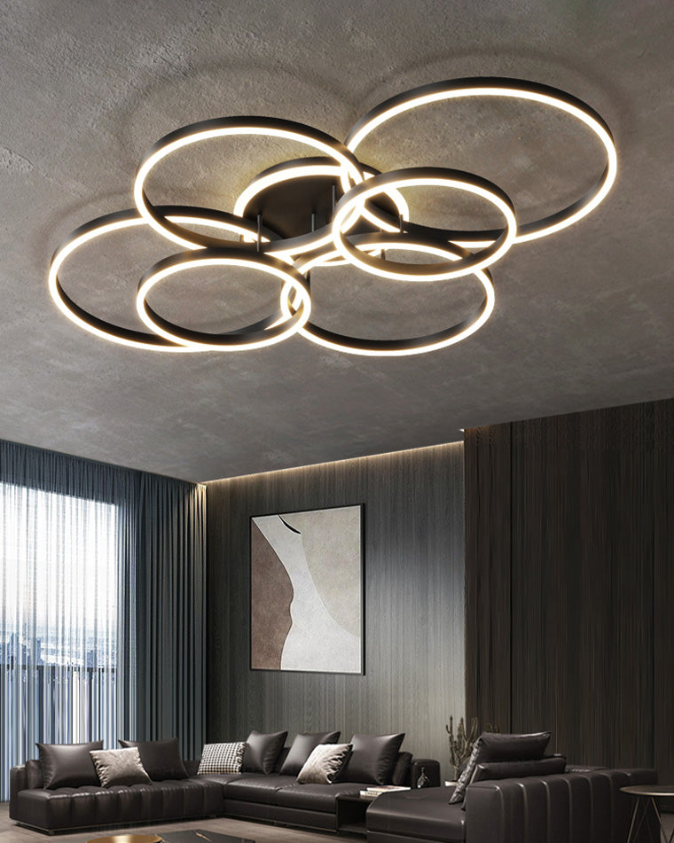 Modern Circular LED Flush Mount Ceiling Light | Luxury Low Profile Chandelier Lamp