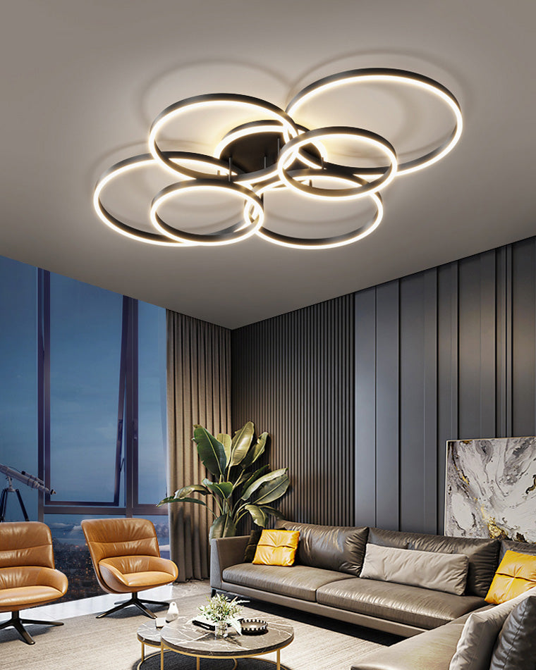 Modern Circular LED Flush Mount Ceiling Light | Luxury Low Profile Chandelier Lamp