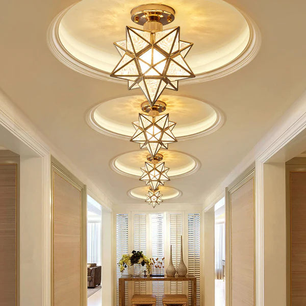 Modern Star Ceiling Light Fixture | Decorative Flush Mount Lamp for Bedroom and Hallway