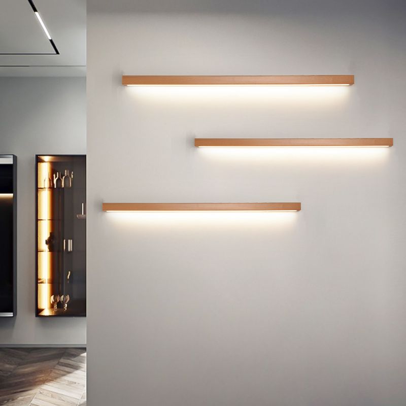 Modern Linear Wall Lamp in Wood Effect | Indoor LED Wall Light