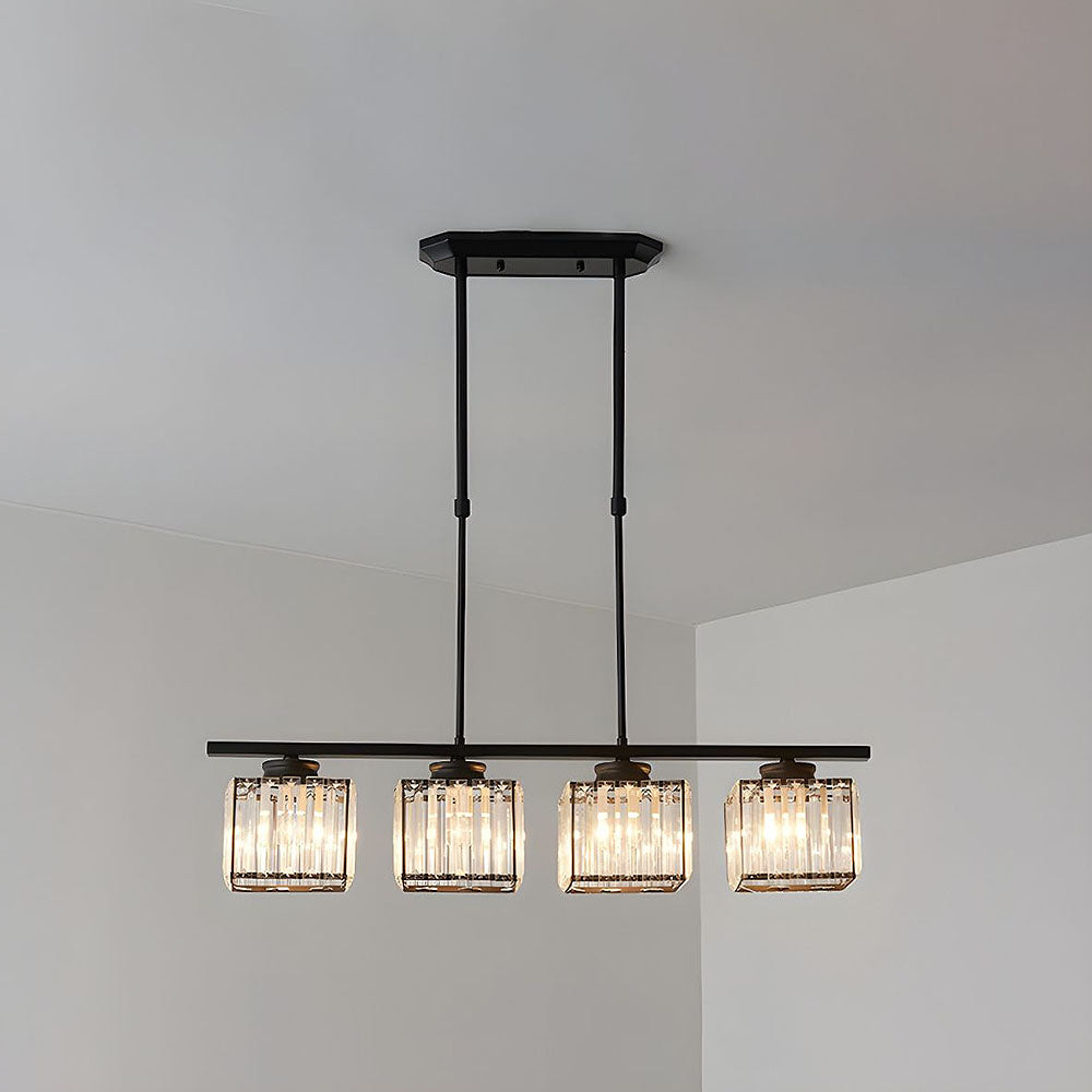 Modern Rectangular Glass Chandelier | LED Dining Room Kitchen Ceiling Light