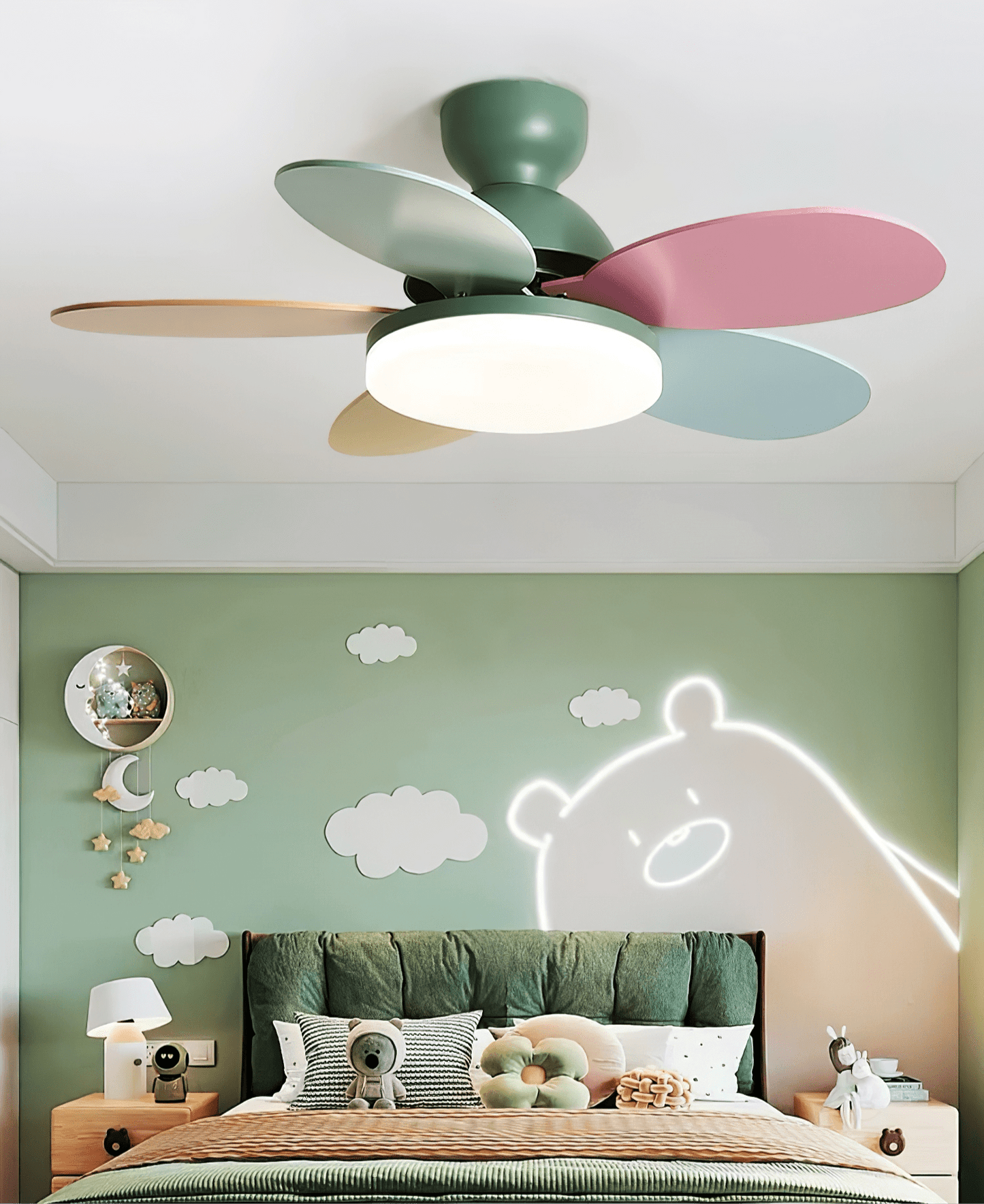Modern Ceiling Fan Lamp with LED Light | Quiet Bedroom Ceiling Fan with Remote