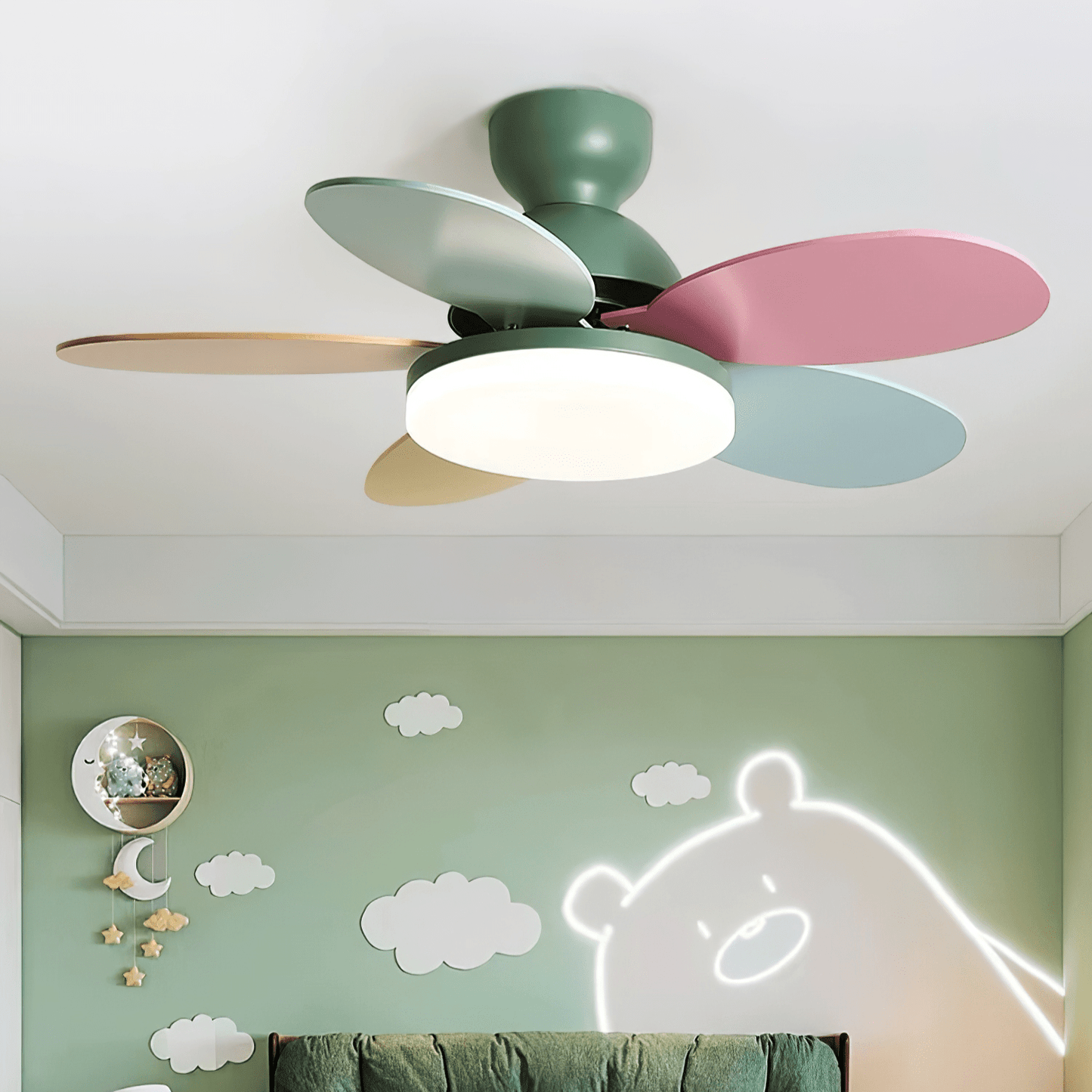 Modern Ceiling Fan Lamp with LED Light | Quiet Bedroom Ceiling Fan with Remote