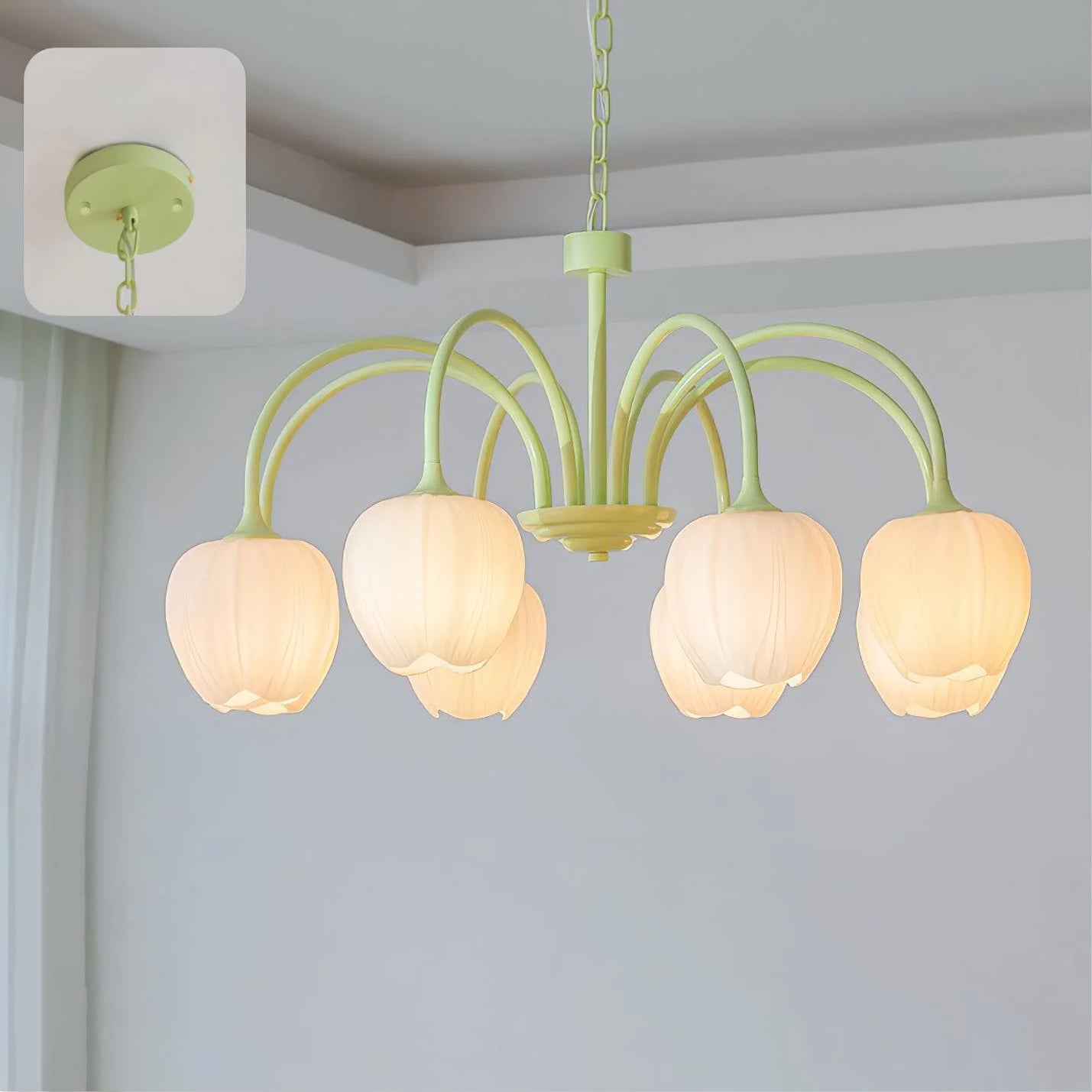 Tulip Chandelier Ceiling Lamp | Modern Floral Light Fixture for Living and Dining