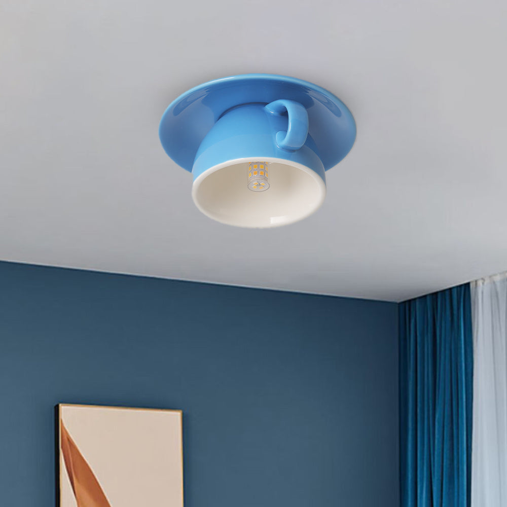 Ceramic Cup Style Flush Mount Ceiling Light | Modern Decorative Lamp