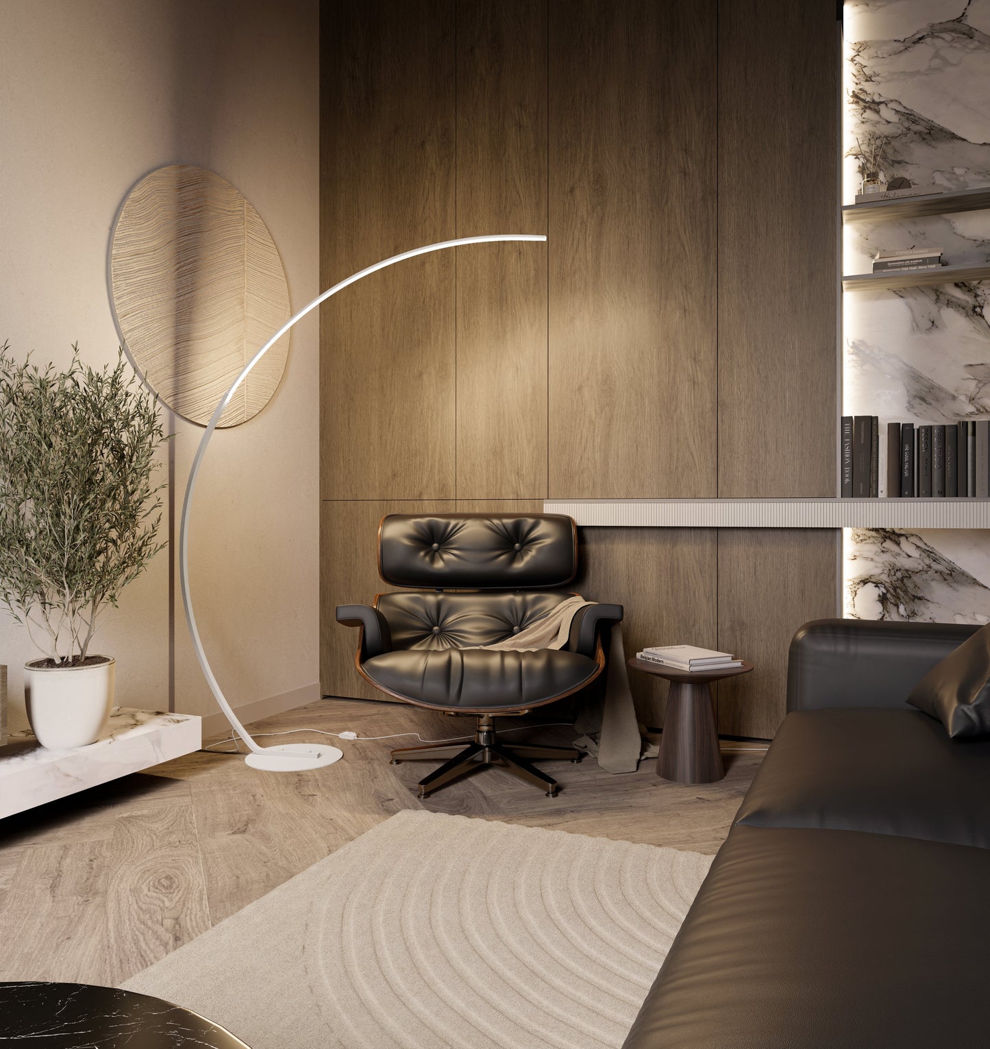 Modern Arc LED Floor Lamp in Minimalist Style | Adjustable Standing Light for Living Room