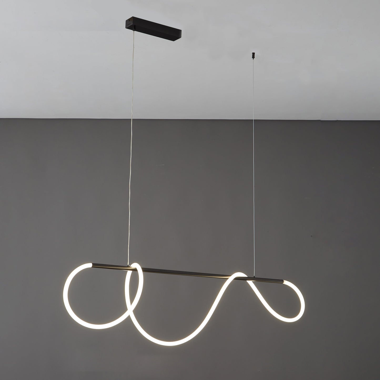 Modern Rope LED Linear Chandelier Ceiling Light | Minimalist Dining Room Lighting
