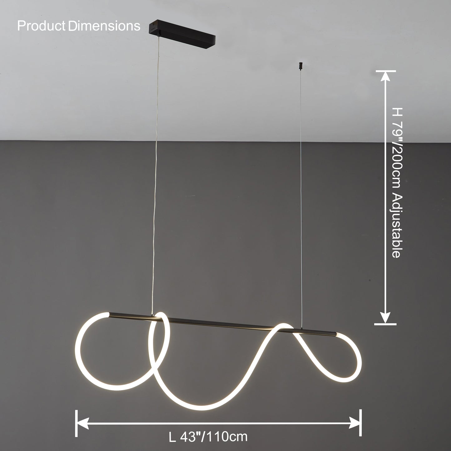 Modern Rope LED Linear Chandelier Ceiling Light | Minimalist Dining Room Lighting