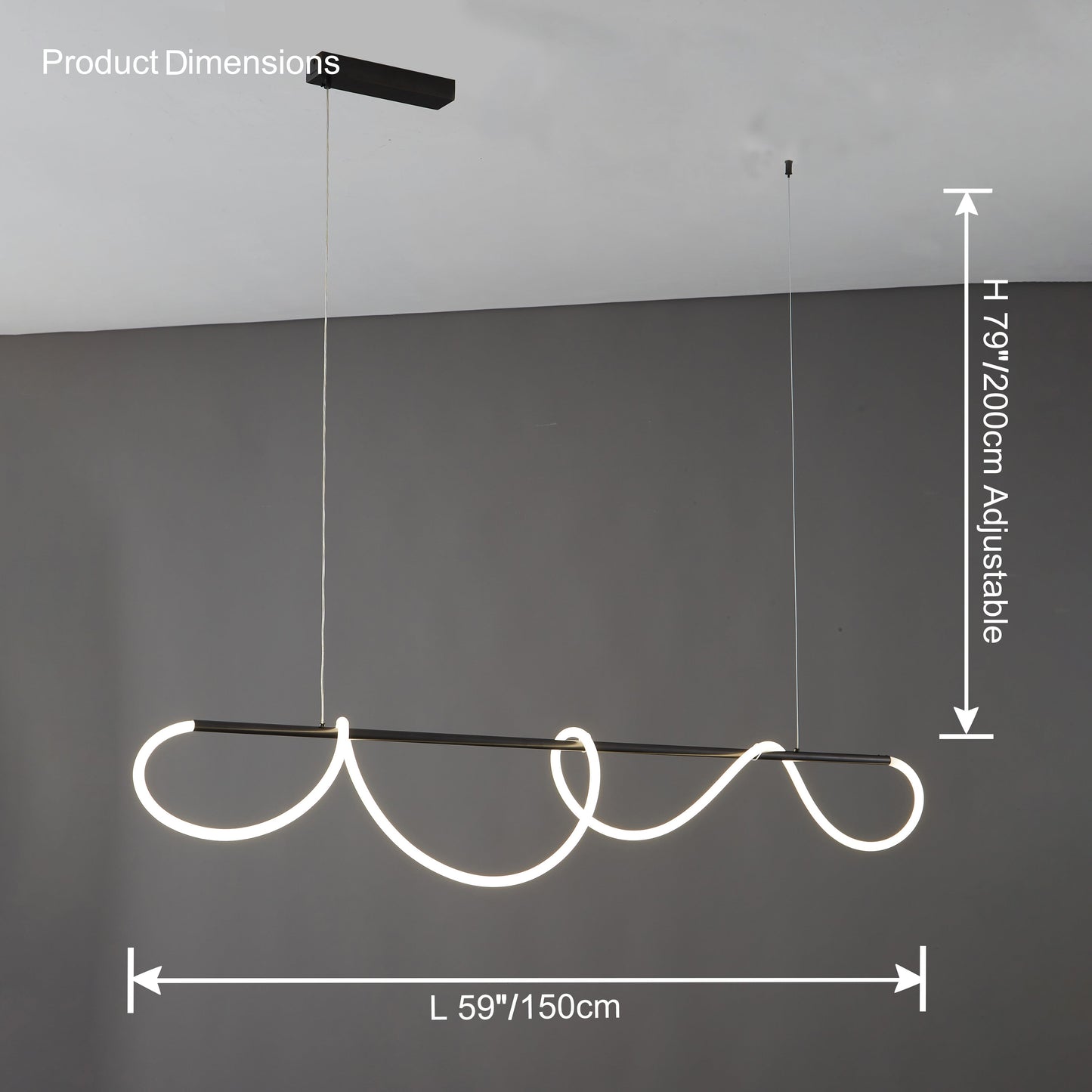 Modern Rope LED Linear Chandelier Ceiling Light | Minimalist Dining Room Lighting