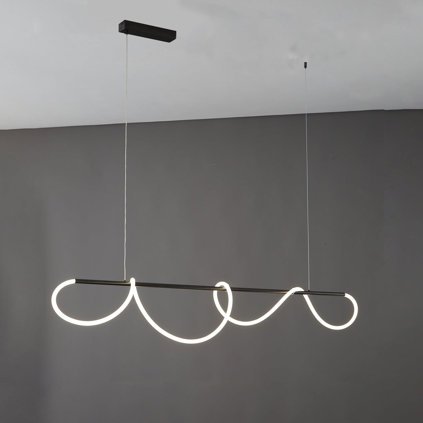 Modern Rope LED Linear Chandelier Ceiling Light | Minimalist Dining Room Lighting