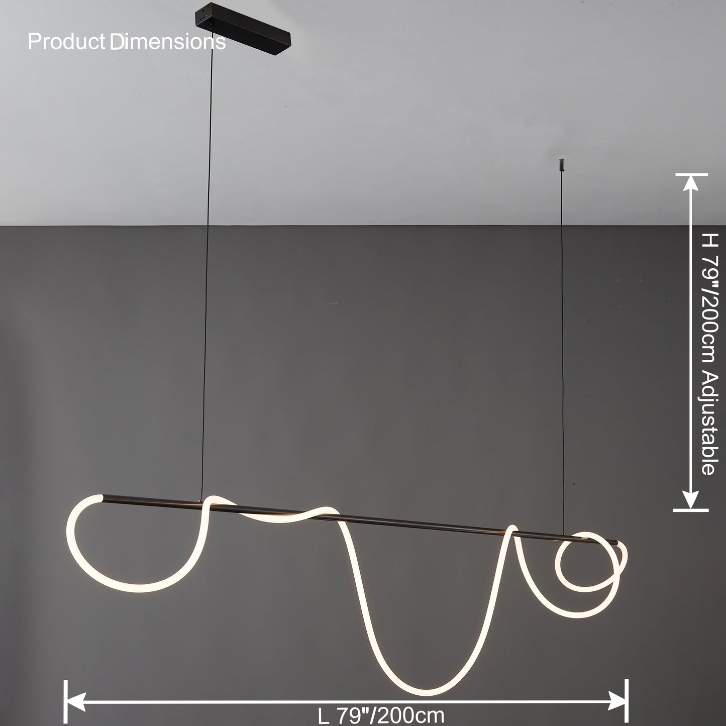 Modern Rope LED Linear Chandelier Ceiling Light | Minimalist Dining Room Lighting