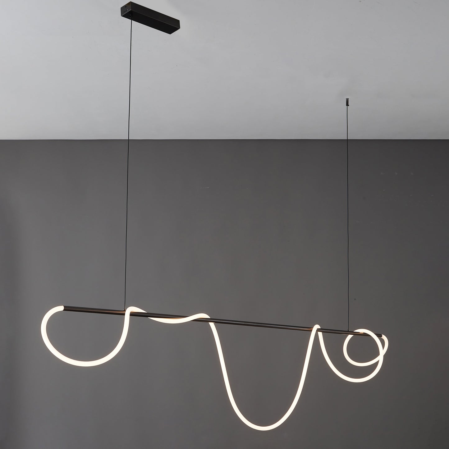Modern Rope LED Linear Chandelier Ceiling Light | Minimalist Dining Room Lighting