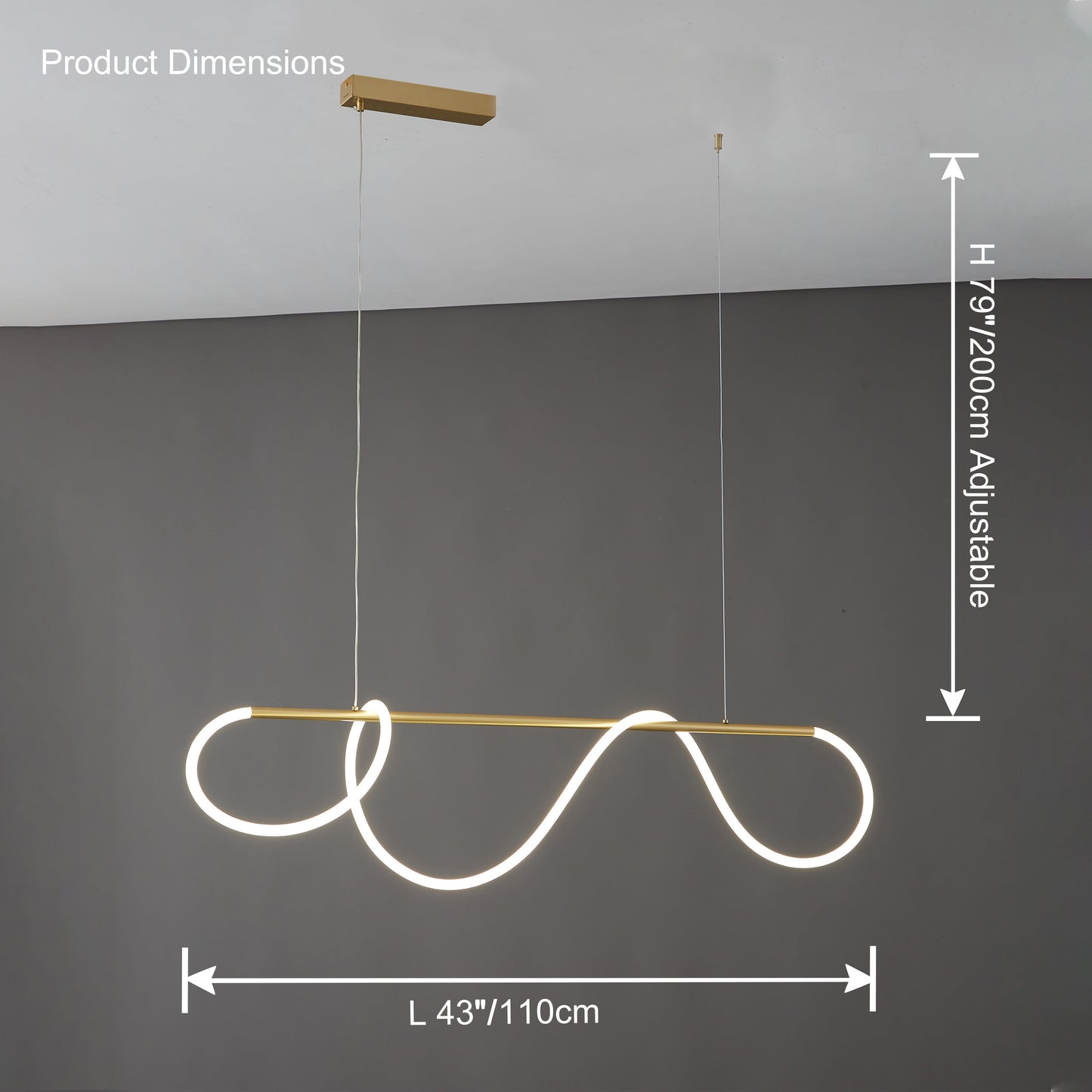 Modern Rope LED Linear Chandelier Ceiling Light | Minimalist Dining Room Lighting