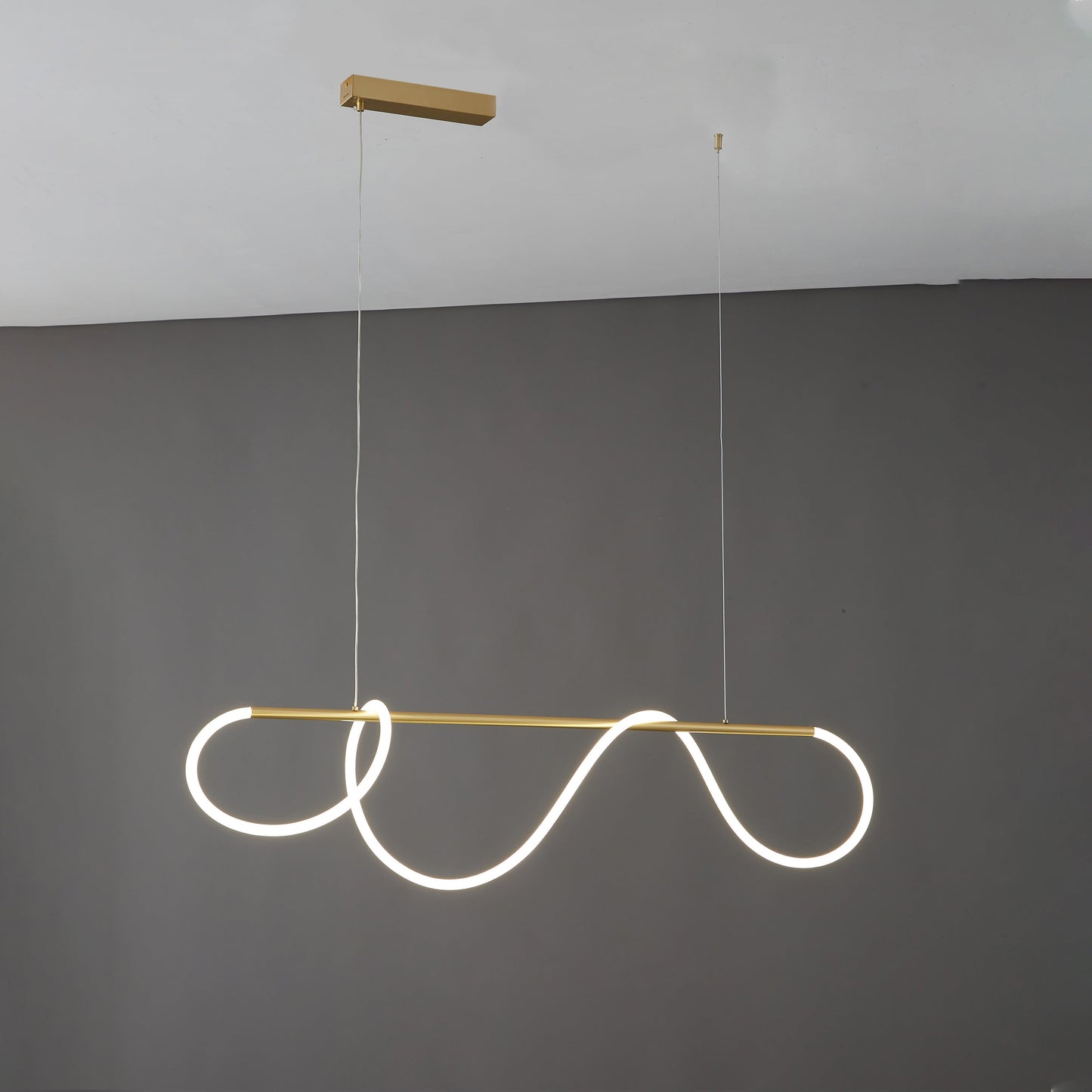 Modern Rope LED Linear Chandelier Ceiling Light | Minimalist Dining Room Lighting
