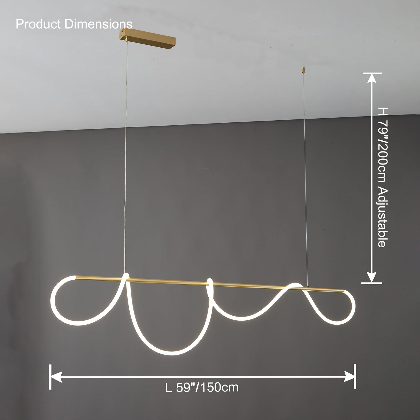 Modern Rope LED Linear Chandelier Ceiling Light | Minimalist Dining Room Lighting