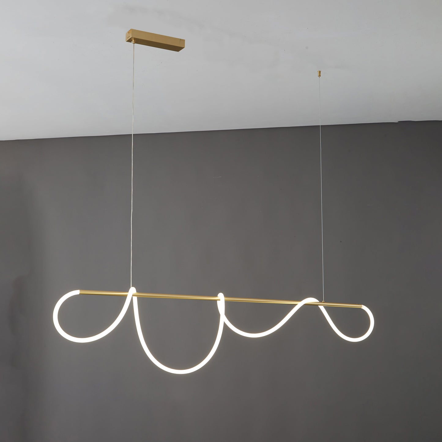 Modern Rope LED Linear Chandelier Ceiling Light | Minimalist Dining Room Lighting