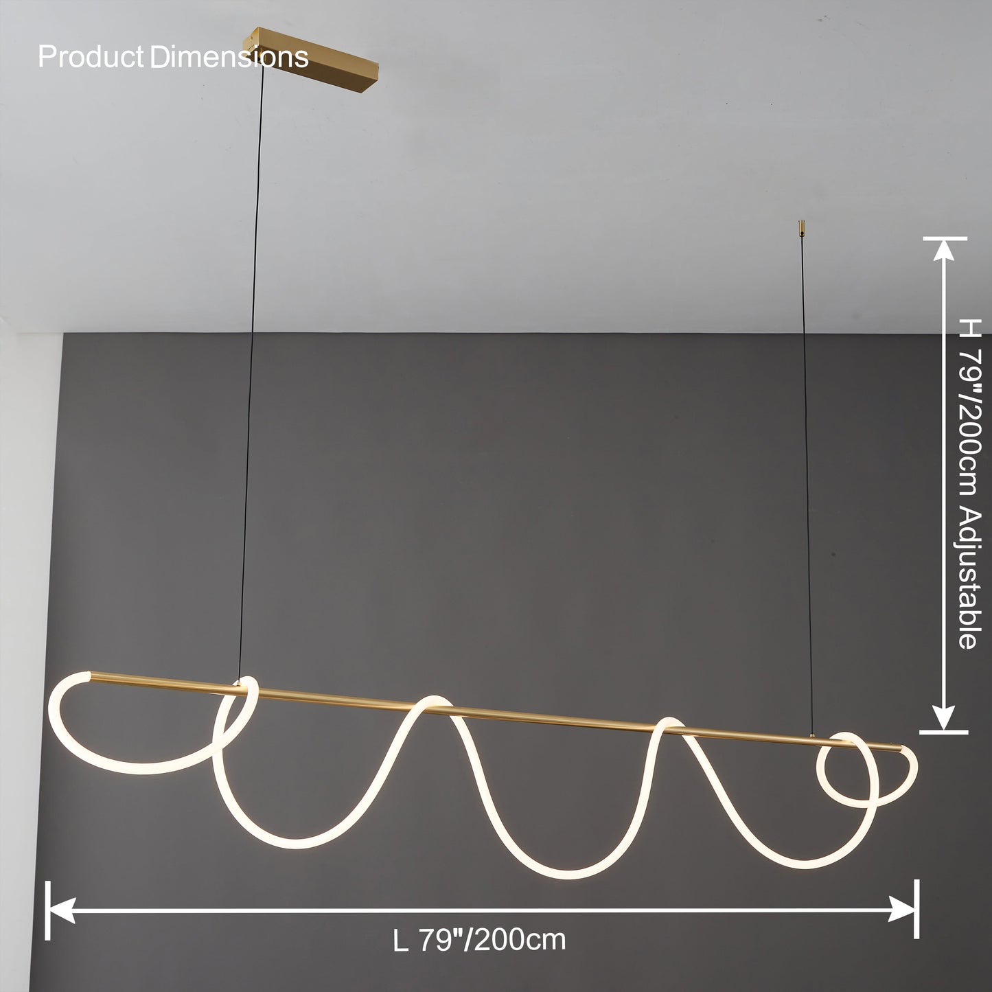 Modern Rope LED Linear Chandelier Ceiling Light | Minimalist Dining Room Lighting