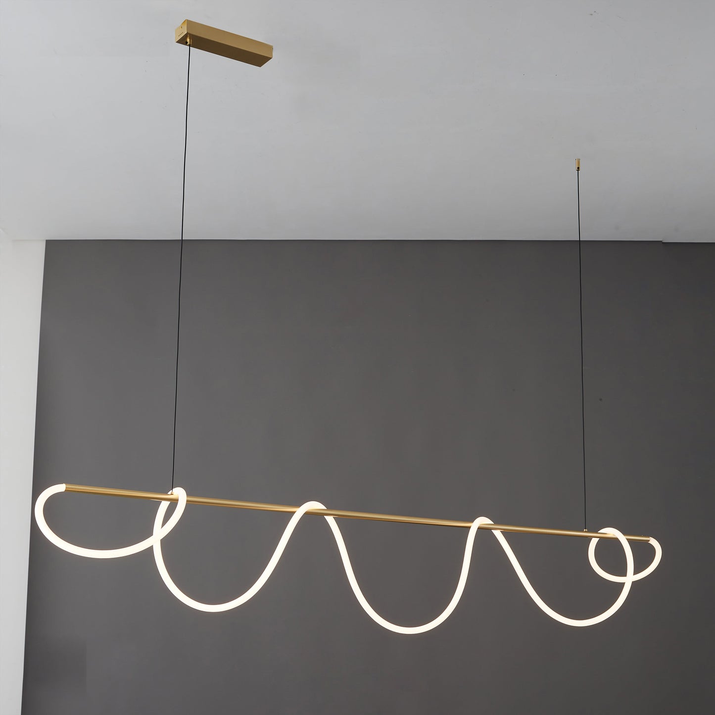 Modern Rope LED Linear Chandelier Ceiling Light | Minimalist Dining Room Lighting