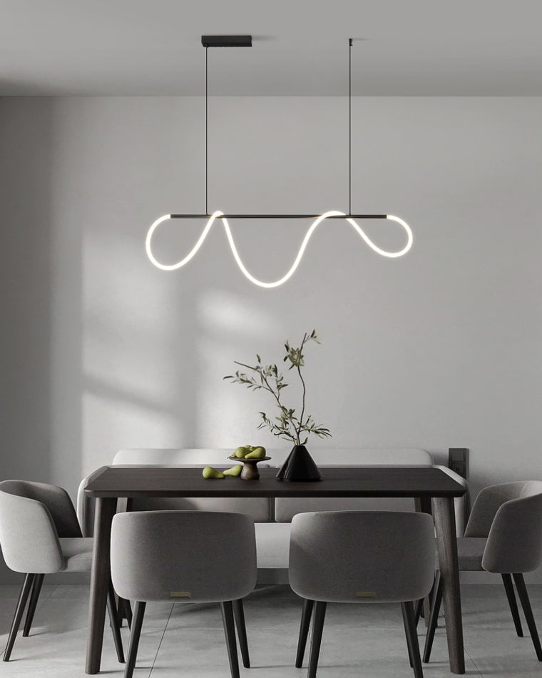 Modern Rope LED Linear Chandelier Ceiling Light | Minimalist Dining Room Lighting