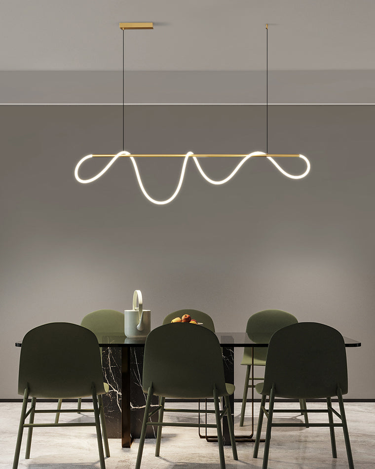 Modern Rope LED Linear Chandelier Ceiling Light | Minimalist Dining Room Lighting