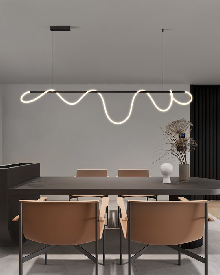 Modern Rope LED Linear Chandelier Ceiling Light | Minimalist Dining Room Lighting