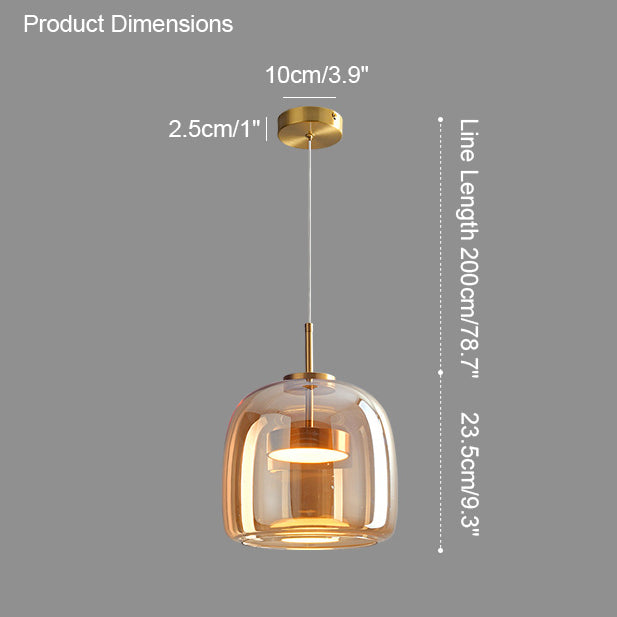 Modern Drum Glass Pendant Ceiling Light | Elegant Hanging Lamp for Dining Room