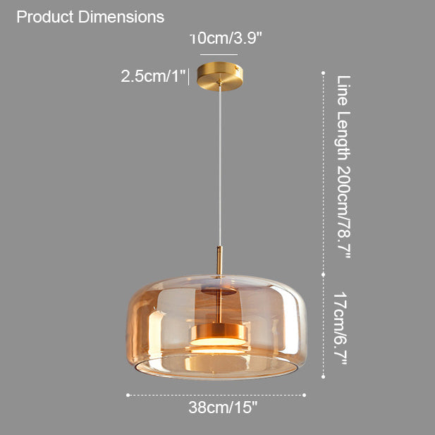 Modern Drum Glass Pendant Ceiling Light | Elegant Hanging Lamp for Dining Room