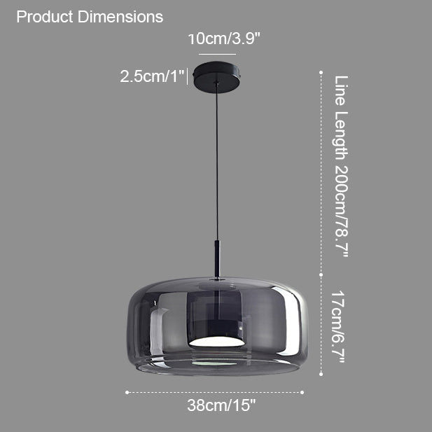 Modern Drum Glass Pendant Ceiling Light | Elegant Hanging Lamp for Dining Room