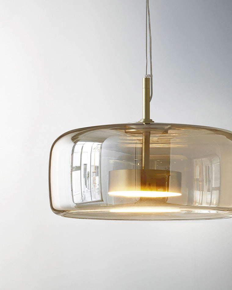 Modern Drum Glass Pendant Ceiling Light | Elegant Hanging Lamp for Dining Room