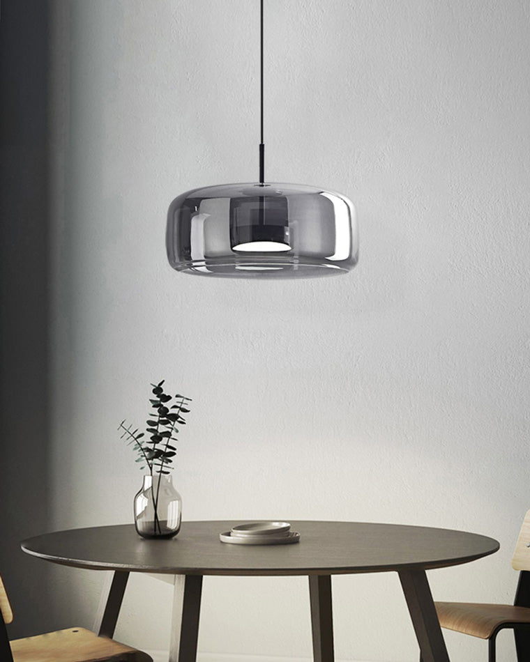 Modern Drum Glass Pendant Ceiling Light | Elegant Hanging Lamp for Dining Room