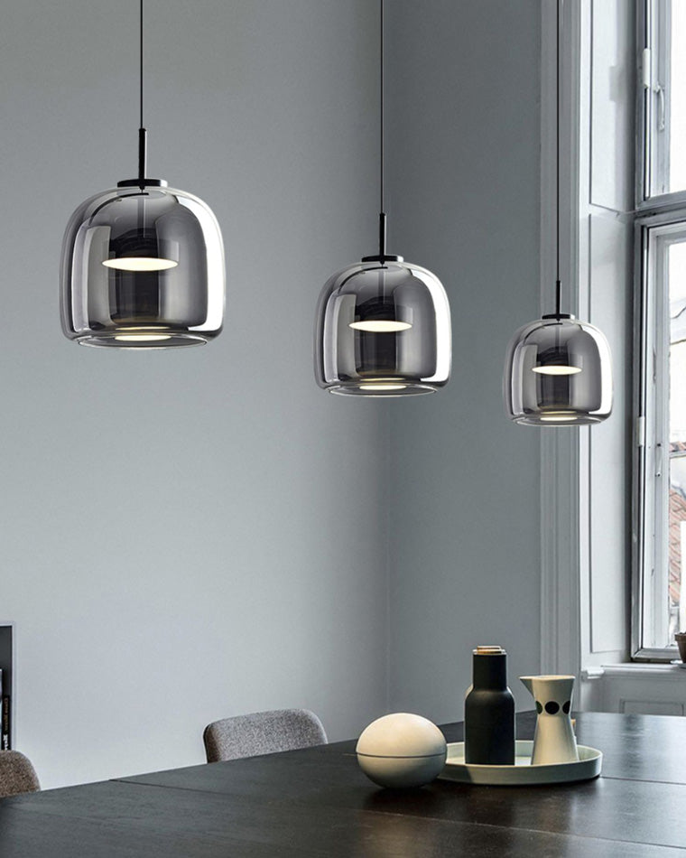 Modern Drum Glass Pendant Ceiling Light | Elegant Hanging Lamp for Dining Room