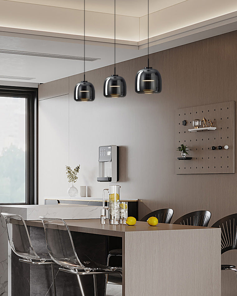Modern Drum Glass Pendant Ceiling Light | Elegant Hanging Lamp for Dining Room