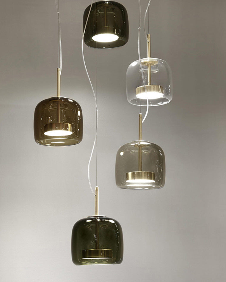 Modern Drum Glass Pendant Ceiling Light | Elegant Hanging Lamp for Dining Room