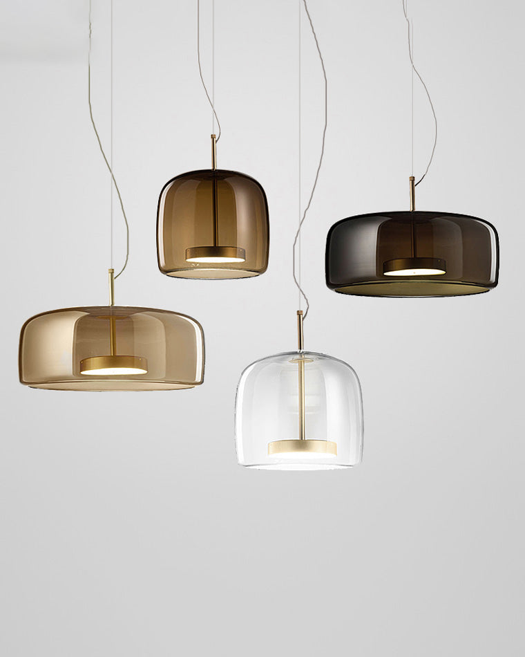Modern Drum Glass Pendant Ceiling Light | Elegant Hanging Lamp for Dining Room