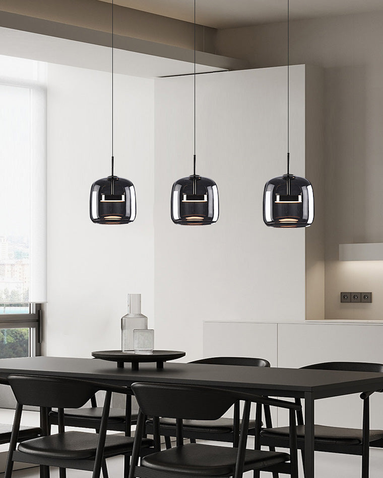 Modern Drum Glass Pendant Ceiling Light | Elegant Hanging Lamp for Dining Room