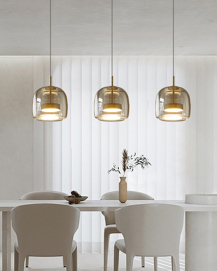 Modern Drum Glass Pendant Ceiling Light | Elegant Hanging Lamp for Dining Room