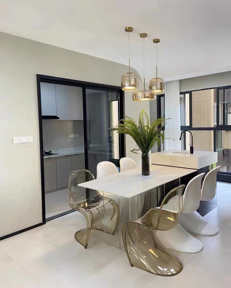 Modern Drum Glass Pendant Ceiling Light | Elegant Hanging Lamp for Dining Room