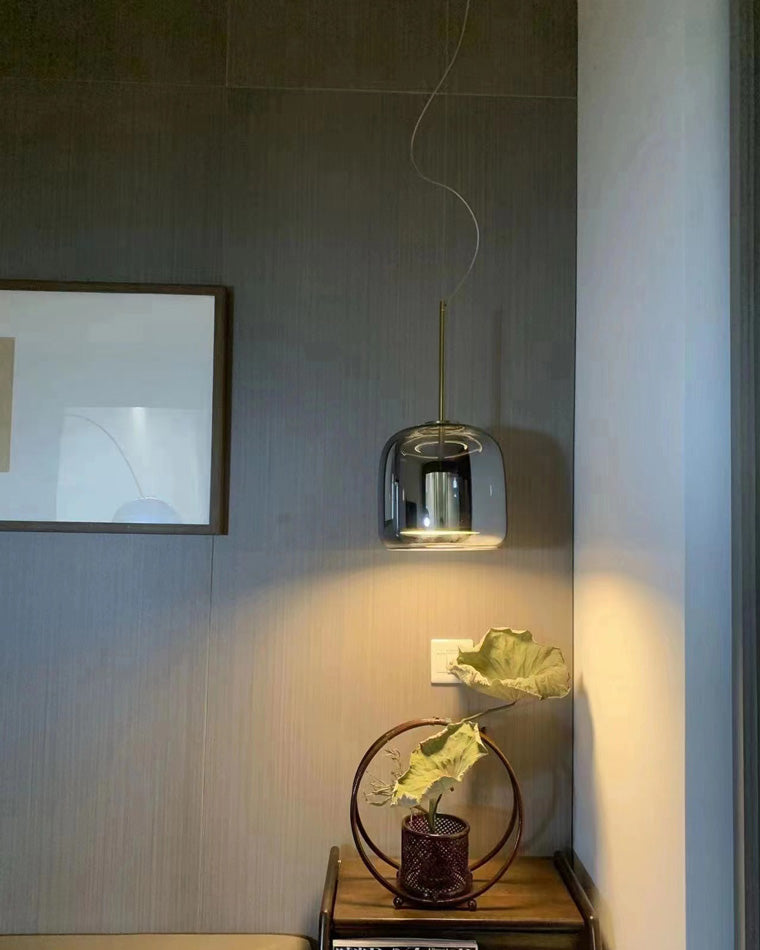 Modern Drum Glass Pendant Ceiling Light | Elegant Hanging Lamp for Dining Room