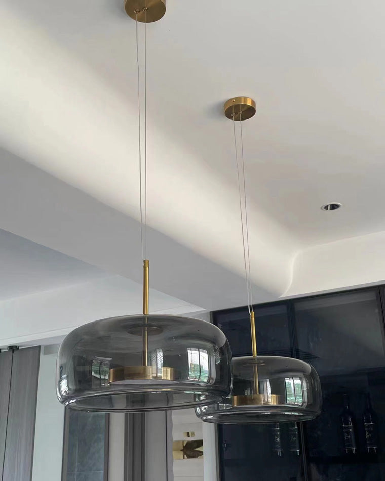 Modern Drum Glass Pendant Ceiling Light | Elegant Hanging Lamp for Dining Room