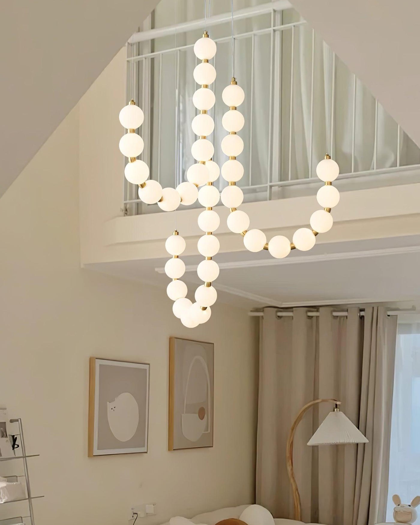 Modern Pearl Globe Chandelier Ceiling Light | Elegant Pendant Lamp for Dining Room