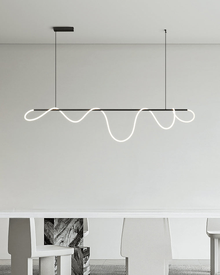 Modern Rope LED Linear Chandelier Ceiling Light | Minimalist Dining Room Lighting