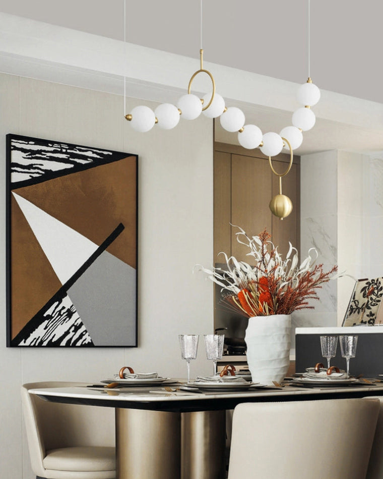 Modern Pearl Globe Chandelier Ceiling Light | Elegant Pendant Lamp for Dining Room