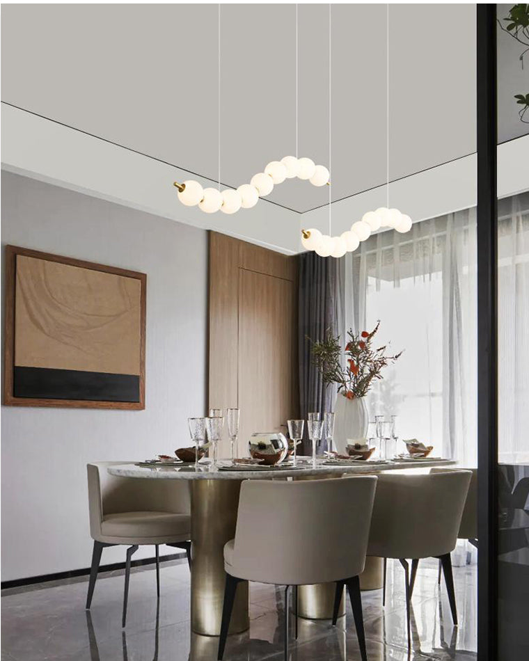 Modern Pearl Globe Chandelier Ceiling Light | Elegant Pendant Lamp for Dining Room
