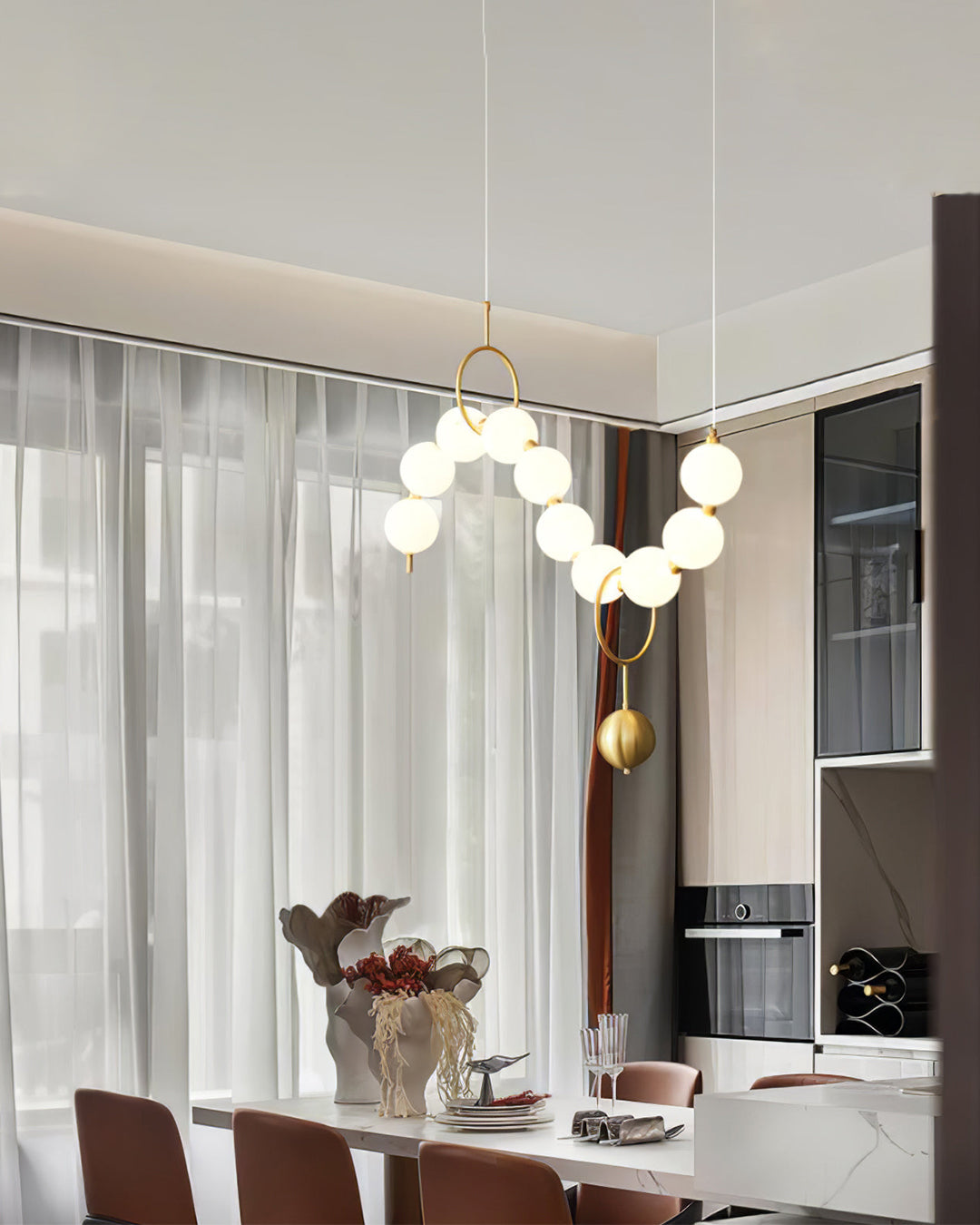 Modern Pearl Globe Chandelier Ceiling Light | Elegant Pendant Lamp for Dining Room