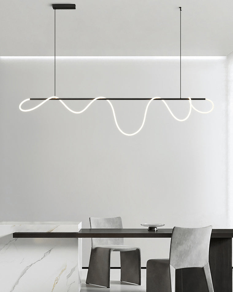 Modern Rope LED Linear Chandelier Ceiling Light | Minimalist Dining Room Lighting