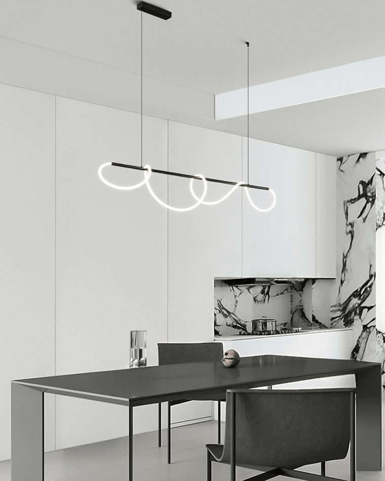 Modern Rope LED Linear Chandelier Ceiling Light | Minimalist Dining Room Lighting