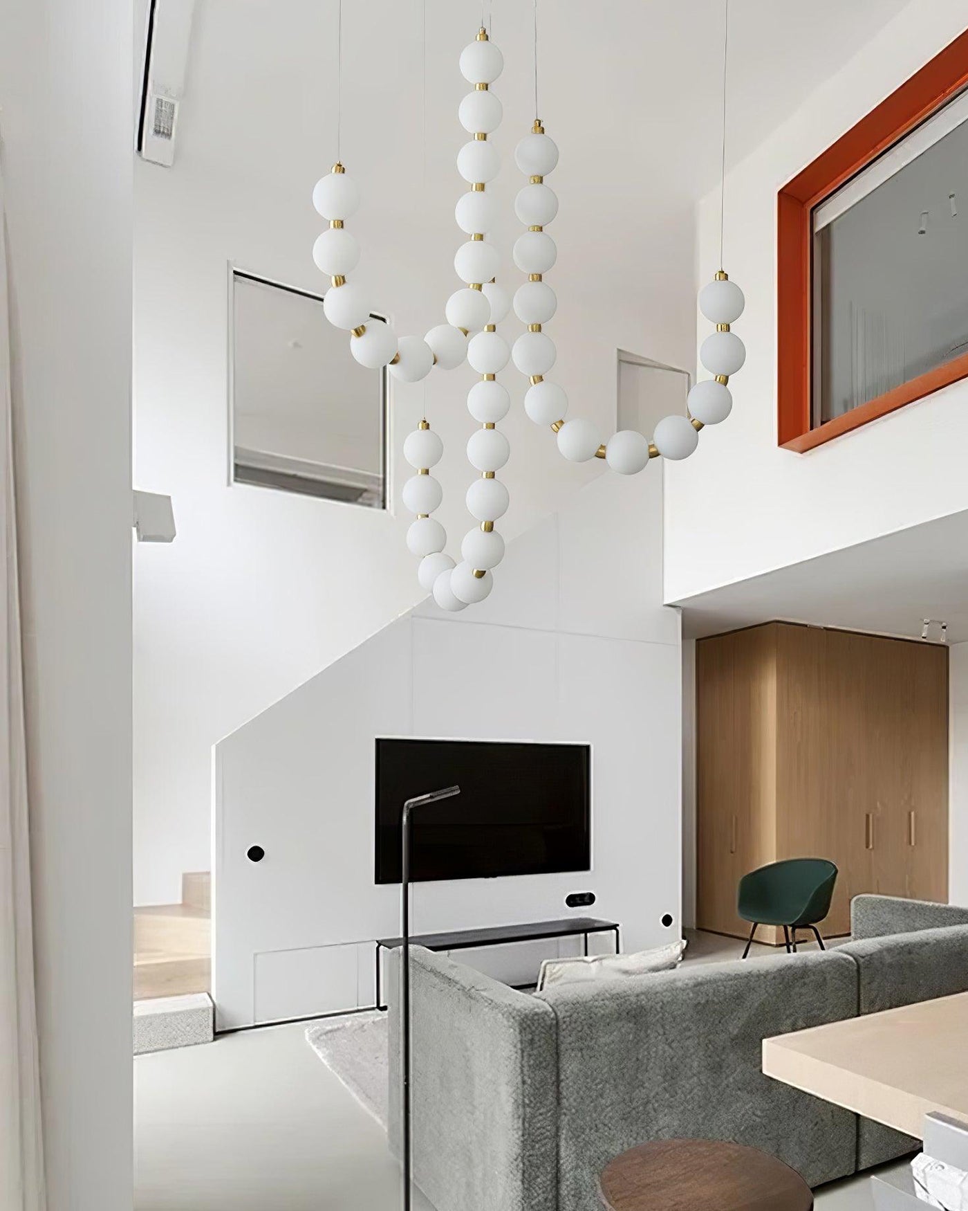 Modern Pearl Globe Chandelier Ceiling Light | Elegant Pendant Lamp for Dining Room